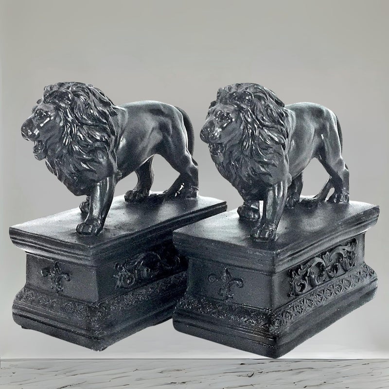 Bellaa 23453 Decorative Bookends Lion Book Ends Vintage Antiques Majestic Library Nonskid Shelves Support 7 Inch - Image 4